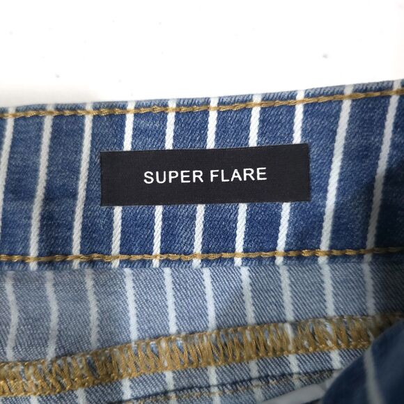 JudyBlue Pinstripe Super Flare Bellbottom Jeans Sz9 29x30 Retro 70s Hippie Rock - Picture 12 of 16